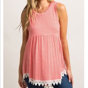 PinkBlush Coral Striped Peplum Maternity Top